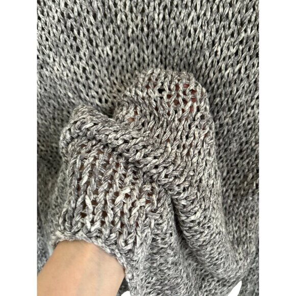 Vince Womens Hand-Knitted Open Weave Gray Tunic Sweater S Lightweight Crew Neck - Picture 5 of 7